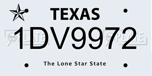 1DV9972 Texas License Plate