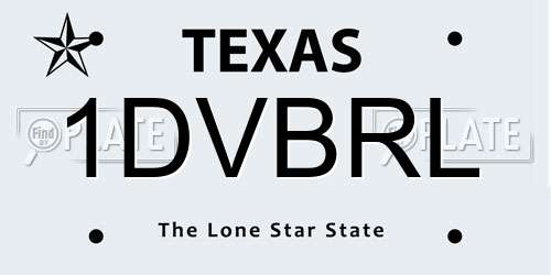 1DVBRL Texas License Plate