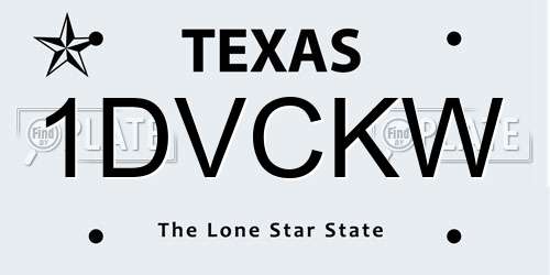 1DVCKW Texas License Plate