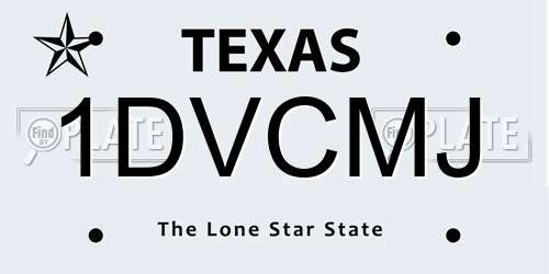 1DVCMJ Texas License Plate