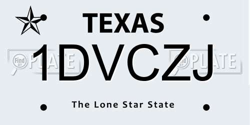 1DVCZJ Texas License Plate