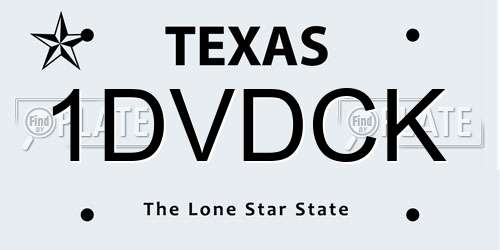 1DVDCK Texas License Plate