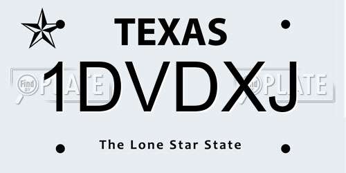 1DVDXJ Texas License Plate