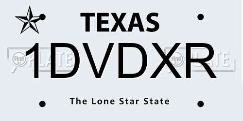 1DVDXR Texas License Plate