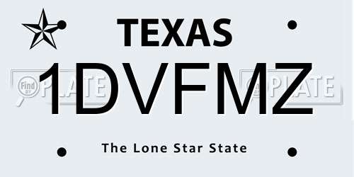 1DVFMZ Texas License Plate