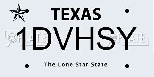 1DVHSY Texas License Plate