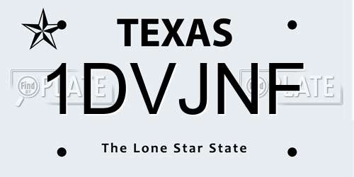 1DVJNF Texas License Plate