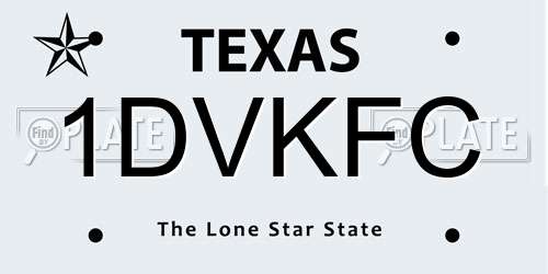 1DVKFC Texas License Plate