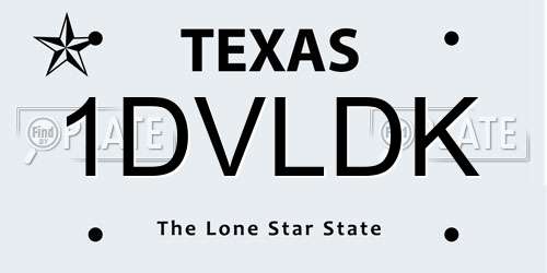 1DVLDK Texas License Plate