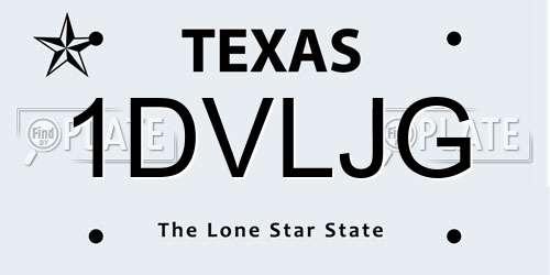 1DVLJG Texas License Plate