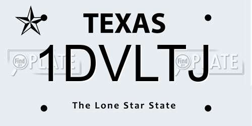 1DVLTJ Texas License Plate