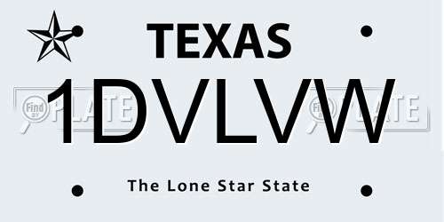 1DVLVW Texas License Plate