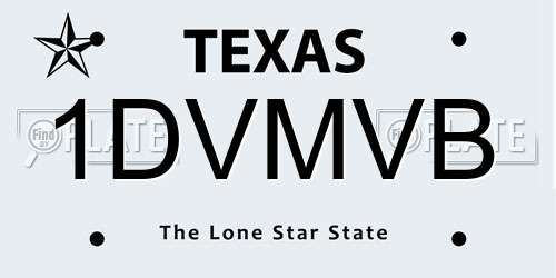 1DVMVB Texas License Plate