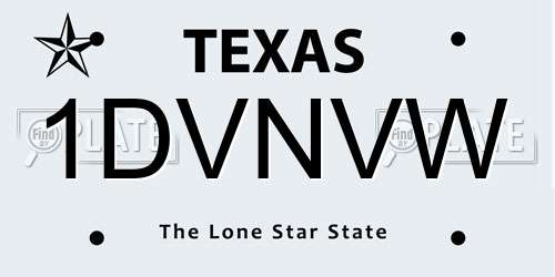 1DVNVW Texas License Plate