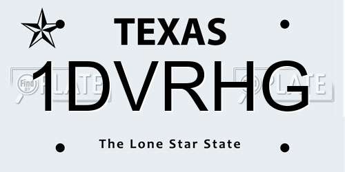 1DVRHG Texas License Plate