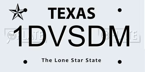1DVSDM Texas License Plate