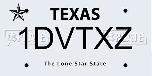 1DVTXZ Texas License Plate