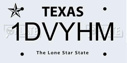 1DVYHM Texas License Plate
