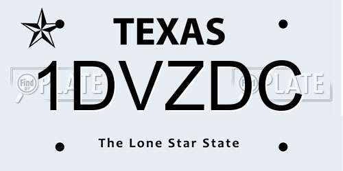1DVZDC Texas License Plate