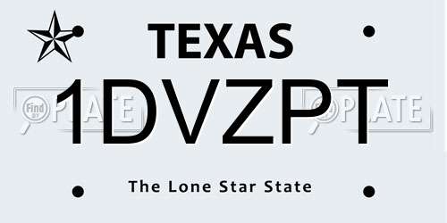 1DVZPT Texas License Plate