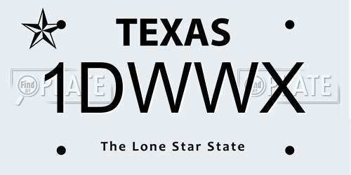 1DWWX Texas License Plate
