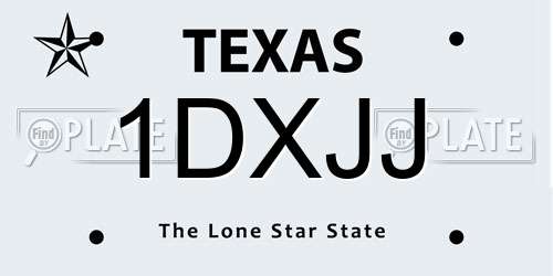 1DXJJ Texas License Plate