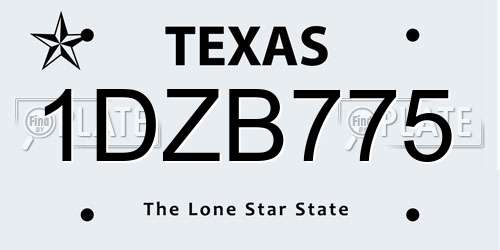1DZB775 Texas License Plate