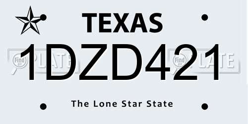 1DZD421 Texas License Plate
