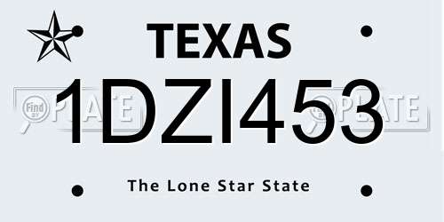 1DZI453 Texas License Plate