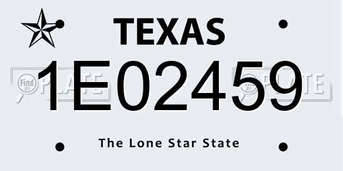 1E02459 Texas License Plate