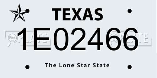 1E02466 Texas License Plate