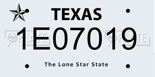 1E07019 Texas License Plate