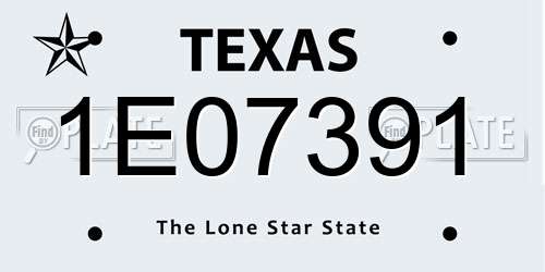 1E07391 Texas License Plate