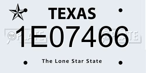 1E07466 Texas License Plate