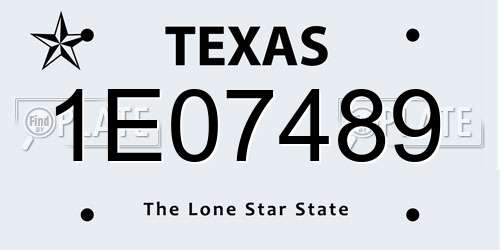1E07489 Texas License Plate