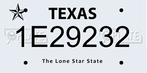 1E29232 Texas License Plate
