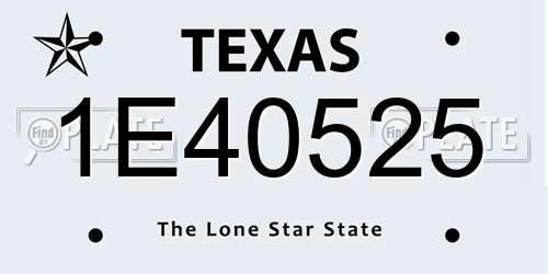 1E40525 Texas License Plate