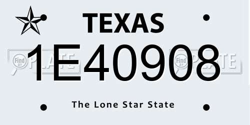 1E40908 Texas License Plate
