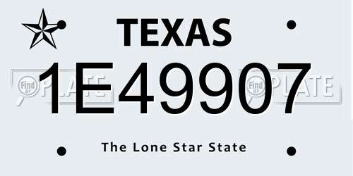 1E49907 Texas License Plate