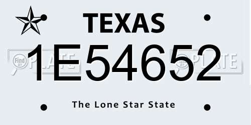 1E54652 Texas License Plate