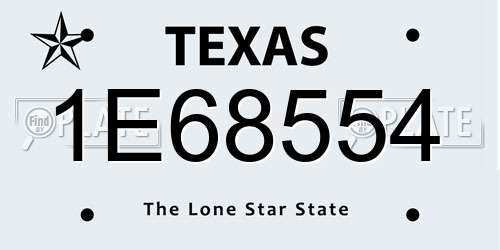 1E68554 Texas License Plate
