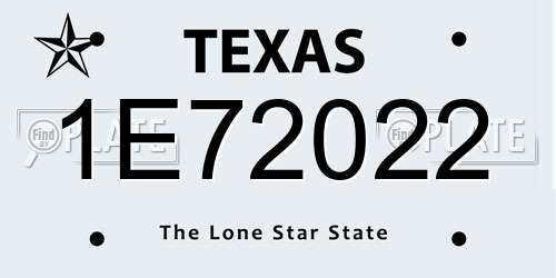 1E72022 Texas License Plate