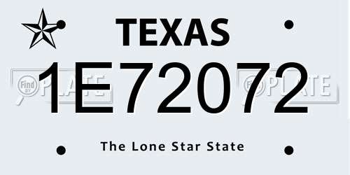 1E72072 Texas License Plate