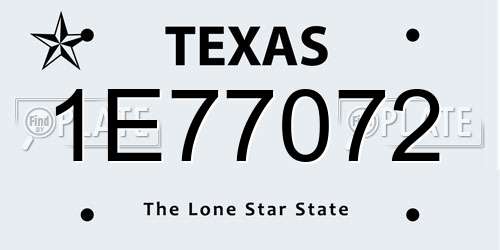 1E77072 Texas License Plate