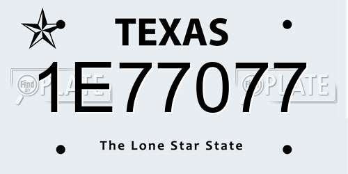 1E77077 Texas License Plate