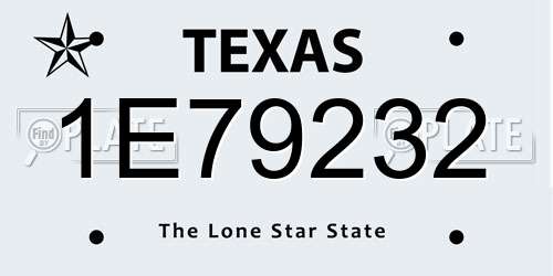 1E79232 Texas License Plate