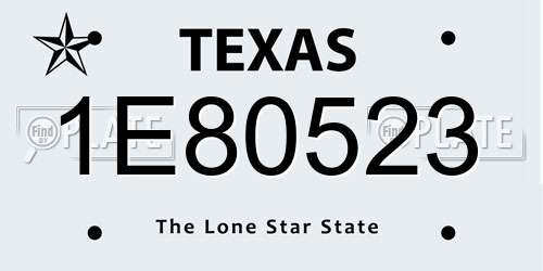 1E80523 Texas License Plate