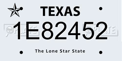 1E82452 Texas License Plate