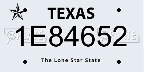 1E84652 Texas License Plate