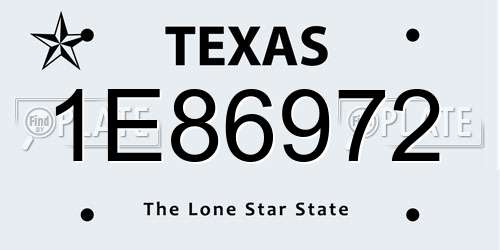 1E86972 Texas License Plate